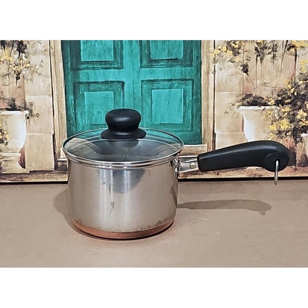 Revere Ware Copper Clad Bottom 1 1/2 Quart 1.5 qt Sauce Pan & Wrong  Lid - Picture 3 of 9